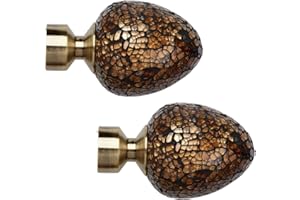 ABC DECOR Trade Pole 28mm Curtain Pole Finials, Pole Ends, Pack of 2, Antique Brass (MOSAIC)