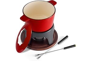 Swissmar Sierra Fondue Set 11-Piece, Cast Iron/Stainless Steel, Cherry Red, 1.6L, Multi-Purpose Fondue Set for Meat, Cheese and Chocolate, Gift Boxed