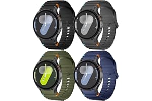 Mastten Pack of 4 Silicone Wristbands Compatible with Samsung Galaxy Watch 7 Strap - Soft Sport Band for Galaxy Watch 6 5 4 Strap 40 mm 44 mm - No Gap Band for 6 Classic / 4 Classic / 5 Pro/FE