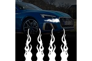 TOMALL 4 pegatinas 29cm reflectantes de para coche vinilo carreras deportes llama para carrito de golf vehículos todoterreno motocicletas monopatín portátil decoración de bricolaje (blanco)