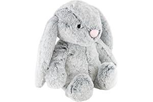 The Magic Toy Shop Grey Plush Rabbit Bunny Teddy 25cm - Super Soft Cuddly Toy - Seated Stuffed Animal, Suitable from Birth - Great Gift for Kids & Adults for All Occasions