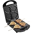 Bestron Waffle maker for classic heart-shaped waffles, Waffle maker with non-stick coating for stick heart shaped waffles, Retro design, 700 Watts, Colour: Matte Black