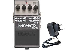 Boss RV-6 Reverb Pedal Studio Hall + alimentatore di rete Keepdrum 9 V