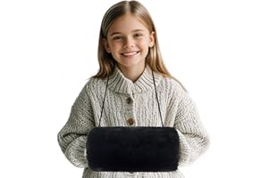 ‎SWIRLCOLOR SwirlColor Handmuff Kunstpelz Muff für Warme Hände mit Tasche Riemen Schwarz Muff Handwärmer Kinder