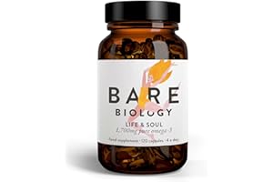 Bare Biology Super-Strength Fish Oil 1,700mg Omega-3 - Life & Soul Daily Minis Omega 3 Capsules, 1,100mg 500mg DHA, Supports Heart, Brain Function & Eye Health