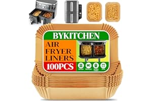 ‎BYKITCHEN BYKITCHEN 100 Stück Backpapier für Ninja AF300EU Heißluftfritteuse, Air Fryer Zubehör, Airfryer Backpapier/Paper, kompatibel mit Ninja AF300EU AF400EU, Princess und anderen Dual Zone Air Fryer