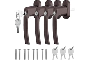 GETLITOOL 2 Paia Maniglia Bloccabile per Finestra con 8 Chiavi per Sicurezza Bambini 4PZ Maniglie per Porte Finestre a Battente con Serratura in Lega di Alluminio Mandrino 35mm - Marrone