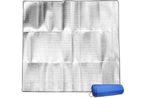 PRIMUZ Tapis de sol isolant en aluminium - 200 x 200 cm - Pour le camping - Tapis isolant pliable - Tapis thermique en feuille d'aluminium - Ultra léger