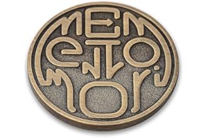 STOIC STORE UK Pièce de Monnaie stoïcienne Memento Mori - Symbolisme stoïcien Momento Mori Pièce EDC avec Visage de crâne caché à l'intérieur - Marcus, pièce de défi en Laiton, Memento Vivere