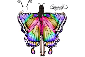 Huanuoda Butterfly Costume Women, Carnival Costume, Butterfly Cape, Halloween Costume Women, Fancy Dress Costume with Mask Headband, Fairy Costume for Cosplay, Carnival, Halloween, Christmas
