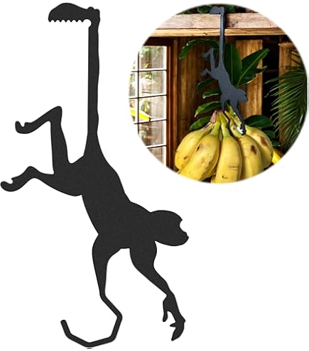 Bananenhanger – haak onder kast voor bananen of andere lichte keukenbenodigdheden, vouwhaak wanneer niet in gebruik. Zelfklevende en voorgeboorde gaten (schroeven inbegrepen) om de