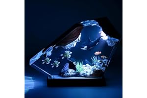 Drawelry 3D oceano luce notturna ornamenti in resina con base in legno telecomando navale immersione statua decorazione multicolore variabile lampada da tavolo a LED per soggiorno, camera da letto