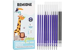 Remione 20 Pezzi Refill Per Penna Gel Cancellabile, Blu e Nero, Compatibili Con Legami, Diametro 4mm, Altezza 13cm, Punta 0,7mm, Ricariche Penne Per Legami Cancellabili (10 Blu e 10 Neri)