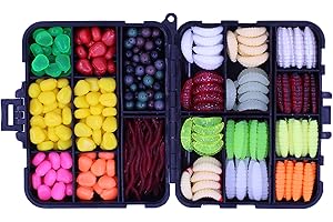 OKVGO 360pcs Box Sea Carp Fishing Tackle Box of Fake Imitation Artificial Plastic Baits, Sweetcorn, Beads, Worm Lures