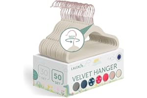 Laleni Perchas Infantiles 50 pzs de Terciopelo - Perchas Bebé Recien Nacido Ahorra Espacio - Perchas Ropa Bebé Giratorias 360° - Terciopelo Niños Antideslizantes - Rosa/Marfil