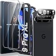 LK 2+2 Pack Screen Protector for Google Pixel 9 Pro XL, 2pcs Tempered Glass Screen Protector & 2pcs Camera Lens Protector, Support Fingerprint Unlock, HD Screen, Anti-Scratch, Easy Installation