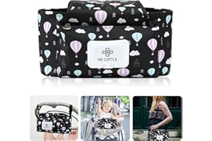 FORHOME Kinderwagen Organizer, Wickeltasche Kinderwagen, Babytasche mit Verstellbare Schnallenriemen, Kinderwagentasche zum Tragen von Flaschen, Windeln, Handys, Spielzeug, Großer Kapazität (Schwarz)