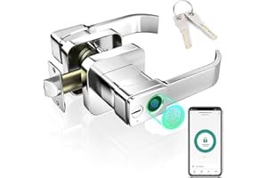 FITNATE Fingerabdruck-Türknauf, Smart Biometric Door Lock Fingerabdruck-Türknauf mit App-Steuerung, Benutzer-Management-Management, Touch to Open Knopf für Schlafzimmer, Haus, Hotel, Büro