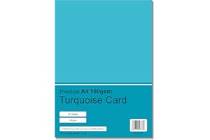 PRESTIGE SALES ONLINE Prestige A4 160gsm Coloured Card Printing Inkjet Laser Craft Card - 50 Sheets per Pack - 20 Colours (Turquoise)