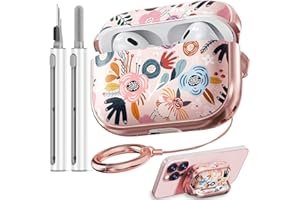 Inesore Etui do AirPods Pro 2. generacji z blokadą, urocze etui na AirPod Pro 2, twarde etui na iPoda Pro dla kobiet, dziewcząt z zestawem do czyszczenia do etui AirPod Pro (2023 USB-C/2022/2019