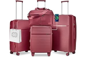 Joyway Set di valigie Valigia da viaggio a guscio rigido 4 pezzi con serratura TSA Set di valigie espandibili Include 1 borsa da viaggio Rosso