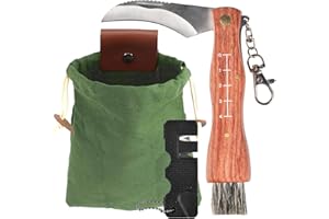 UieaMsio Borsa per caccia ai funghi,Coltello per Funghi con Spazzola,Borsa per alimenti per funghi,Coltello per Funghi,Borsa per raccolta,Borsa per raccolta regolabile per escursioni in campeggio