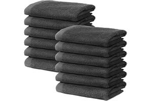 Juego de Baño - 12 Paños de Baño - 30x30cm - Para la Cara y el Bidé, Hogar, Salón de Belleza, Spa - 100% Algodón Premium -Ultra Suave & Absorbente - Certificado Oeko-TEX - 500g/m2 - Ôhm - Gris Oscuro