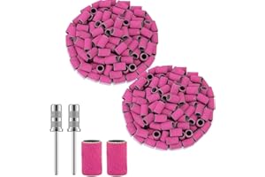 LYITZW 100 Piezas Bandas de Lijado Con 2 Piezas Fresas Torno Para Uñas, Brocas Para Torno, Taladro Máquina Lima Electrica, Herramientas Para Manicura y Pedicura