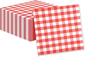 HFBOBP 40PCS Checkered Gingham Paper Napkins, 25cm x 25cm Red Disposable Cocktail Beverage Napkins Gingham Serviettes for Cocktails, BBQ Parties, Aftetnoon Tea, Restaurant, Bar, Picnic, Party