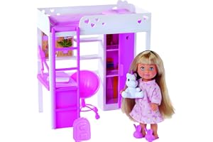 Simba 105733601 - Evi LOVE Mitt Rum - Evi med sin Loftsäng, Skrivbord, Garderob och Fler Tillbehör, 12 cm, Från 3 år