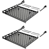 Tecmojo 19 Inch 1U Fixed Mounting Shelf, Depth 14 In., Front Fixing, with Non-Slip Stoppers, Load Capacity 25 kg, Pack of 2,