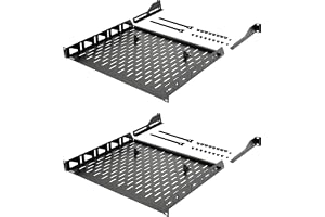 Tecmojo 19 tum 1U 355,6mm djup Hylla för Fast Montering, Montering Fram, med Halkskydd, Ventilerad Server- och Nätverksrackhy