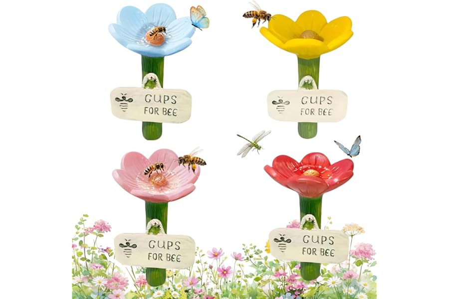 Bee Watering Station for Garden, Cups for Bees with Adjustable Stakes, Butterfly Bee Drinking Station, Practical Butterfly Feeders for Thirsty Bees, Outdoor Yard Lawn PatioDecor