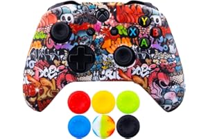 9CDeer 1 pellicola protettiva in silicone con stampa a trasferimento + 6 prese Thumb e tappi antipolvere per controller Xbox One/S/X
