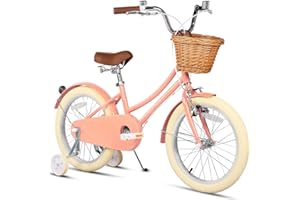 Glerc Little Molly 12-20 Inch Kids Retro Girls Bike for 2-13 Year Old with Wicker Basket & Stabilisers/Kickstand, Multiple Colors