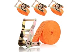 GEARMONSTER 4 Cinchas de Amarre Automáticas para Carga de 4 m con Trinquete y Ganchos, 2 Piezas, Correas de Amarre de 35 mm, Resistentes a la Intemperie y Robustas