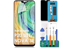 SRJTEK Ersatzteil-Digitizer-Glas für Huawei P20 Lite/Nova 3e ANE-LX2 ANE-L22 ANE-LX1 ANE-L21 ANE-AL00 LCD-Bildschirm-Ersatz-Digitizer-Glas-Montagesets, inklusive gehärteter Folie, Kleber und Werkzeug,
