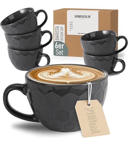 Nuova Point Dickwandige Espressotassen | 0,8 cm Tassenwand | Füllmenge (bis zur Oberkante): 55 ml | »Portofino weiß | 6 Tassen & 6 Untertassen