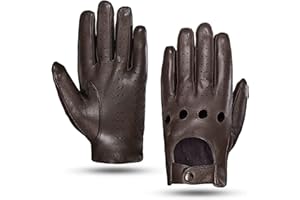 MGGMOKAY Guantes de conducción de cuero con pantalla táctil para hombre sin forro