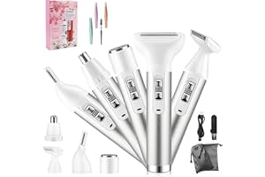 5-in-1 Lady Shaver, Electric Razor for Women - Fresion Cordless Electric Face shavers, Ladies Razors, Eyebrow Trimmer, Painless and Portable Bikini Trimmer, Wet & Dry Hair Removal for Legs/Underarm