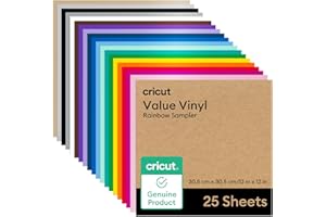 Cricut Vinilo Adhesivo Permanente - Pack de 25 Hojas - 30.5 cm x 30.5 cm (12" x 12") - Hojas de Vinilo para Cricut - Para Manualidades, Decoración y Proyectos DIY