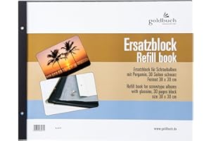 ‎GOLDBUCH goldbuch 83077 Ersatzblock für Schraubalbum, 30 schwarze Seiten mit Pergamin-Trennblättern, Passend für Foto Album mit einer Größe von 39 x 31 cm, Nachfüll Pack für Fotoalben