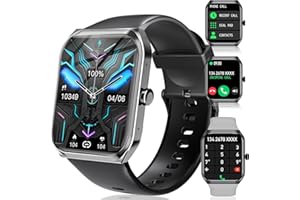 PASONOMI Smartwatch Herren Damen mit Telefonfunktion 1,91” Touchscreen IP68 Wasserdicht Sportuhr Outdoor Fitness Tracker mit Pulsmesser, Schlafmonitor, SpO2, 100+Sportmodi Smart Watch (Schwarz)