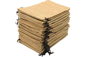 Leeyunbee 30PCS 10x15cm Sachets en Jute, Pochettes Sachets en Lin, Sac Cadeau réutilisable, Sacs en Jute Avec Cordon De Serrage pour Bijoux Cadeau Fête Anniversaire Noël Mariage DIY (Brun Clair)