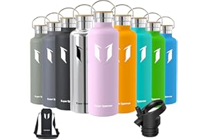 Super Sparrow Borraccia Termica - Bottiglia Termica Senza Perdite - 350ml/500ml/620ml/750ml/1L - Senza BPA Borracce Bambini - Per Scuola, Sport, Campeggio, Palestra, Ciclismo - Con 2 Tappi
