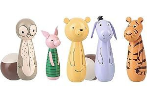 Classic Winnie The Pooh Wooden Skittles - Bowling Set Skittles Game Kids, Indoor, Outdoor Garden Games - Winnie Figures for 2 Year Olds, Toddler - Official Licensed Winnie Gifts by Orange Tree Toys