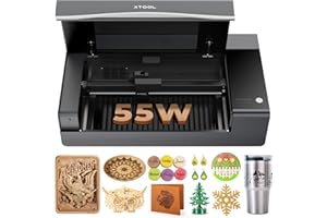 xTool P2 55W CO2 Cortador Láser, Cortador Láser de Sobremesa Inteligente, Doble Cámara Inteligente 16MP, Grabado en Superficies Curvas, Crea con Madera y Metal, Acrílico, Vidrio, Tela, Cuero