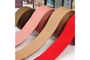 Suncoolla 5M Canvas Cotton Plain Weave Webbing Strap Bag Belt Tape 25/38/50mm (Red, 38mm)