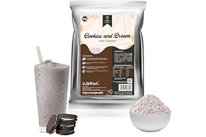 WILD MONK Cookies and Cream Premium Bubble Tea Powder (1kg / 33 servings) - Make Bubble Tea at Home - Ideal for Frappes, Coffee, Boba Tea, Milkshakes - Gluten Free, Halal Certified