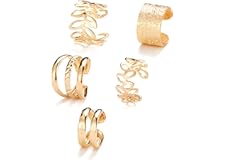 Amazon Brand - Anarva Stylish Gold plated Adjustable Ear Cuff Clip Earrings Stainless Steel Non-Piercing Clip For Women & Gir